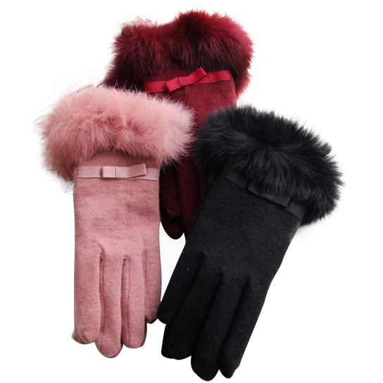 Kitten Mittens Faux Fur Lining Touch Smart Gloves by VistaShops