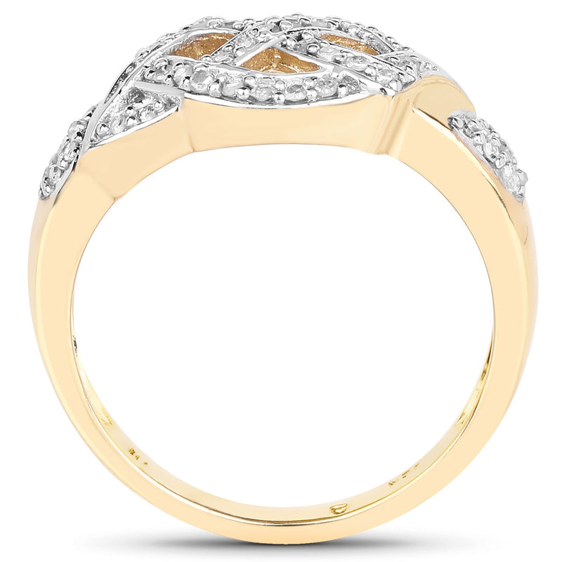 Bids.com 14K Yellow Gold Plated 0.21 Carat Genuine White Diamond .925 Sterling Silver Ring Rings