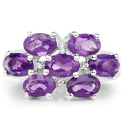 Bids.com 3.05 Carat Genuine  Amethyst and White Topaz .925 Sterling Silver Ring Rings