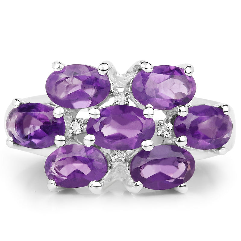 Bids.com 3.05 Carat Genuine  Amethyst and White Topaz .925 Sterling Silver Ring Rings