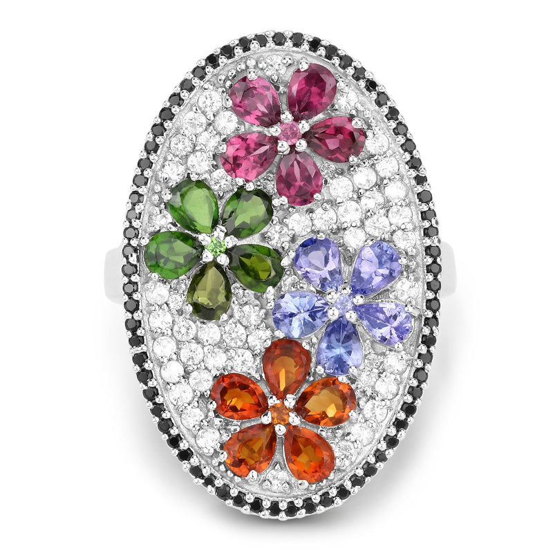 Bids.com 5.01 Carat Genuine Multi Stones .925 Sterling Silver Ring Rings