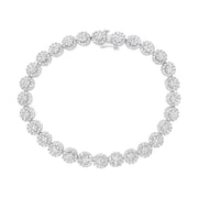 Bids.com 14K White Gold 3-3/4 Cttw Round-Brilliant Cut Diamond 7-1/4" Round Cluster Links Tennis Bracelet (I-J Color, SI2-I1 Clarity) Bracelets