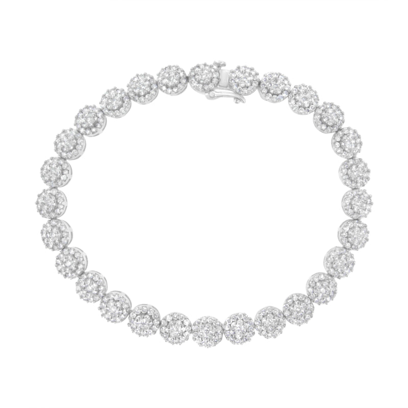 Bids.com 14K White Gold 3-3/4 Cttw Round-Brilliant Cut Diamond 7-1/4" Round Cluster Links Tennis Bracelet (I-J Color, SI2-I1 Clarity) Bracelets