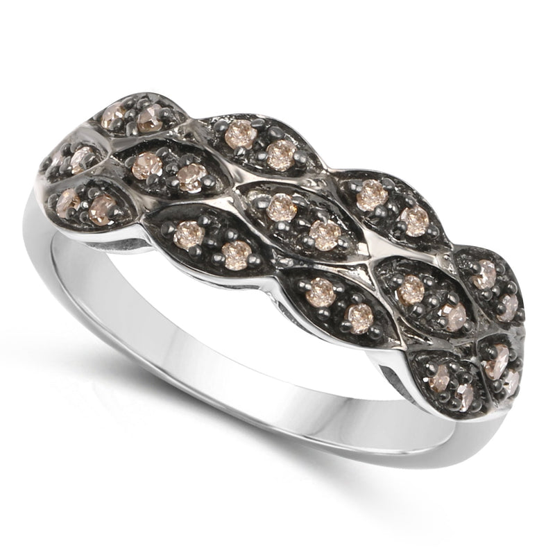 Bids.com 0.31 Carat Genuine Champagne Diamond .925 Sterling Silver Ring Rings