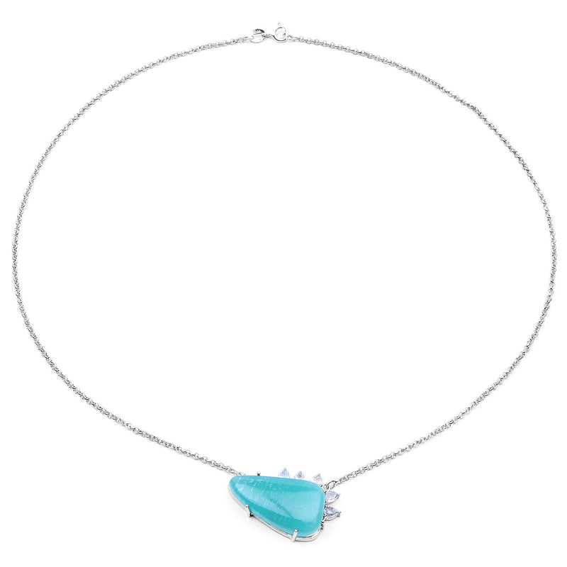 Bids.com 13.41 Carat Genuine Amazonite And White Topaz .925 Sterling Silver Pendant Pendants