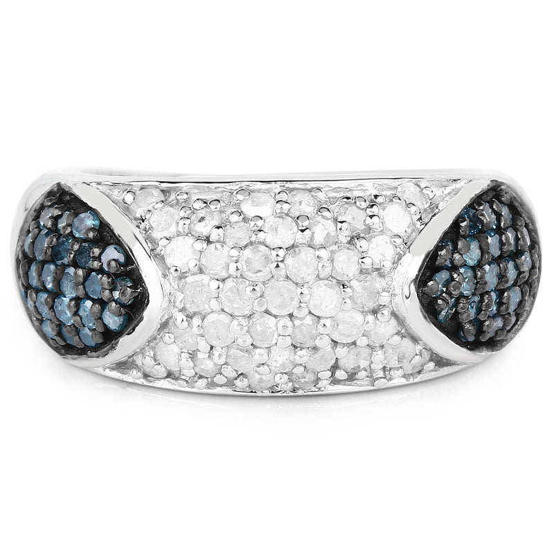 Bids.com 0.94 Carat Genuine Blue Diamond and White Diamond .925 Sterling Silver Ring Rings