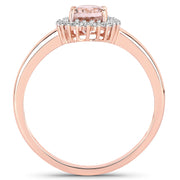 Bids.com 0.81 Carat Genuine Morganite and White Diamond 14K Rose Gold Ring Rings