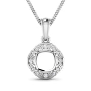 Bids.com 0.09 Carat Genuine White Diamond 14K White Gold Semi Mount Pendant - holds 8x8mm Cushion Gemstone Pendants