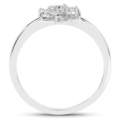 Bids.com 0.18 Carat Genuine White Diamond 14K White Gold Ring (E-F-G Color, SI Clarity) Rings