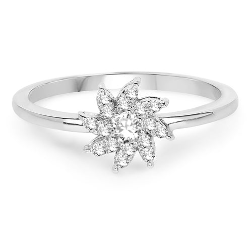 Bids.com 0.18 Carat Genuine White Diamond 14K White Gold Ring (E-F-G Color, SI Clarity) Rings