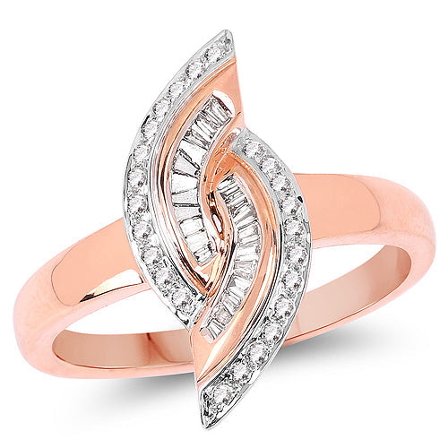 Bids.com 0.29 Carat Genuine White Diamond 14K Rose Gold Ring (E-F Color, SI1-SI2 Clarity) Rings