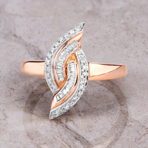 Bids.com 0.29 Carat Genuine White Diamond 14K Rose Gold Ring (E-F Color, SI1-SI2 Clarity) Rings