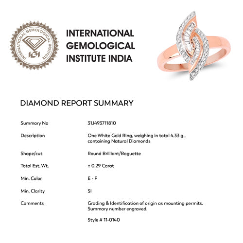 Bids.com 0.29 Carat Genuine White Diamond 14K Rose Gold Ring (E-F Color, SI1-SI2 Clarity) Rings