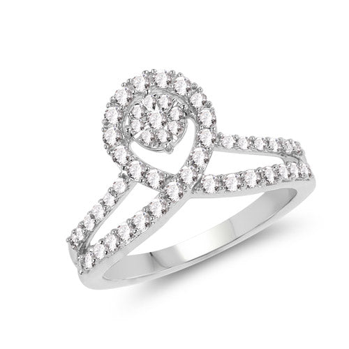 Bids.com 0.54 Carat Genuine White Diamond 14K White Gold Ring (G-H Color, SI1-SI2 Clarity) Rings