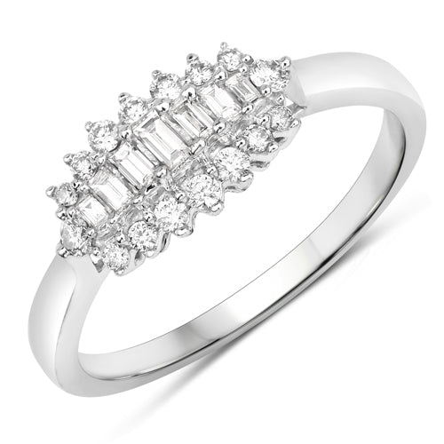 Bids.com 0.37 Carat Genuine White Diamond 14K White Gold Ring (E-F Color, VS-SI Clarity) Rings