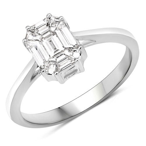 Bids.com 0.48 Carat Genuine White Diamond 18K White Gold Ring Rings