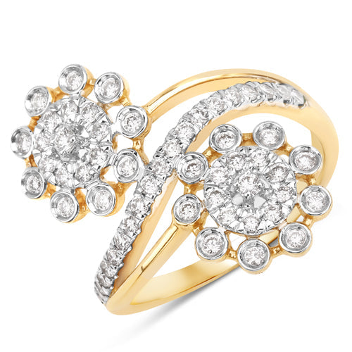 Bids.com 0.56 Carat Genuine White Diamond 14K Yellow Gold Ring (E-F Color, SI1-SI2 Clarity) Rings
