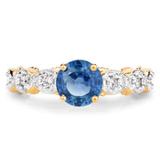 Bids.com 1.27 Carat Genuine Blue Sapphire and White Diamond 14K Yellow Gold Ring Rings