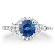 Bids.com 1.34 Carat Genuine Blue Sapphire and White Diamond 14K White Gold Ring Rings