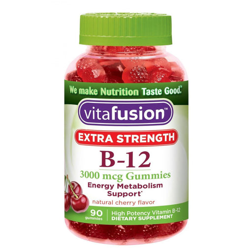 Vitafusion Vitafusion B-12 3000 mcg, Extra Strength Energy Metabolism Support, Natural Cherry Flavor, 90 Gummies Vitamins & Supplements