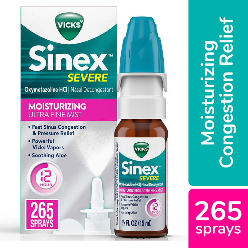 Vicks Vicks Sinex Severe Moisturizing Ultra Fine Mist Nasal Decongestant 0.5 Fl Oz Health & Beauty White Smoke