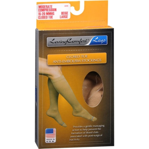 Scott Specialties Scott Specialties Loving Comfort Anti-Embolism Stockings Closed Toe Moderate Beige Large 1 Pair Personal Care