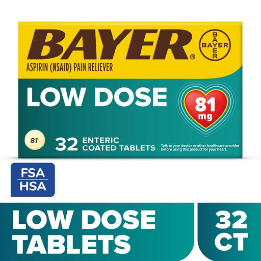 Bayer Bayer Aspirin (Nsaid) Pain Reliever, Low Dose, 81 Mg, Enteric Coated Tablets Health & Beauty