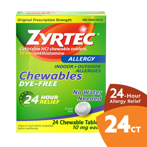 Zyrtec Zyrtec Allergy Relief, Original Prescription Strength, 10 Mg, Chewable Tablets Health & Beauty