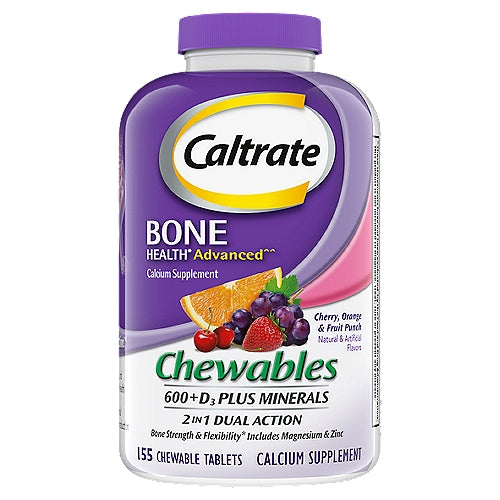 Caltrate Caltrate 600+D3 Plus Minerals Cherry, Orange & Fruit Punch Chewables Calcium Supplement Vitamins & Supplements