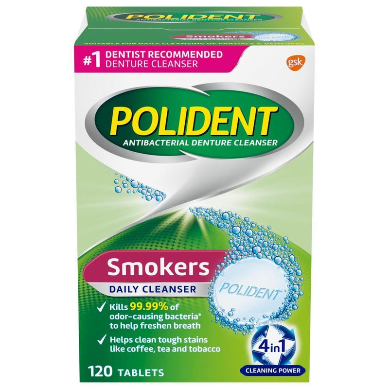 Polident Polident Smokers Antibacterial Denture Cleanser Effervescent Tablets Dentures