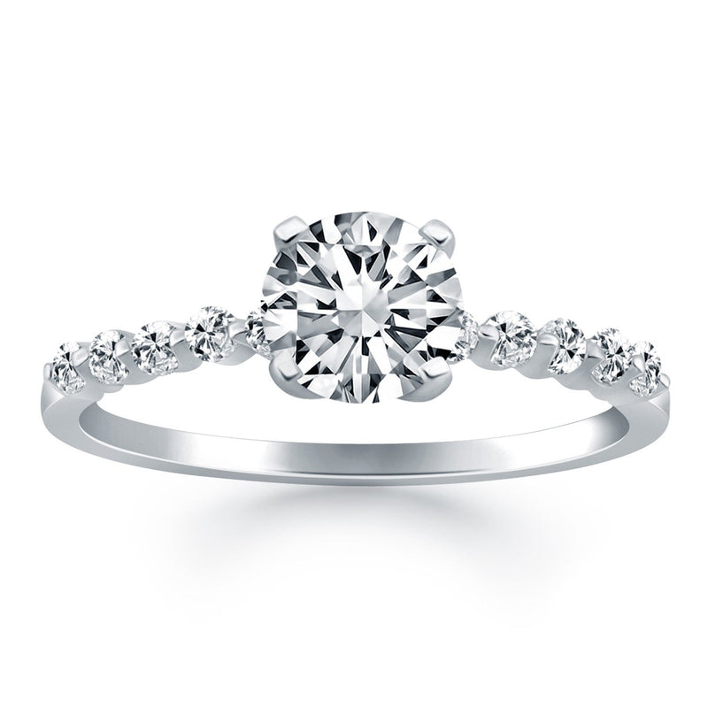 Bids.com 14k White Gold Diamond Engagement Ring with Shared Prong Diamond Accents Rings