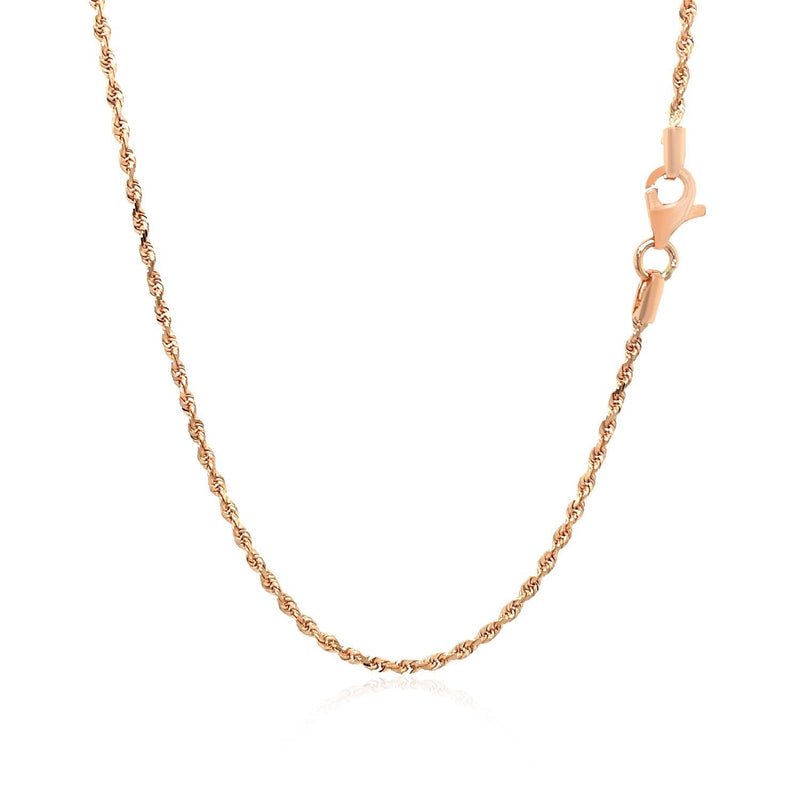 Bids.com 14k Rose Gold Solid Diamond Cut Rope Chain 1.5mm Necklaces