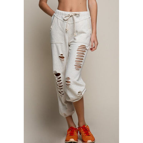 Distressed Ripped Jogger Pants