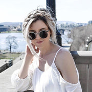 zeroUV Women's Indie Round Metal Laser Cut Mesh Cat Eye 9432 Sunglasses