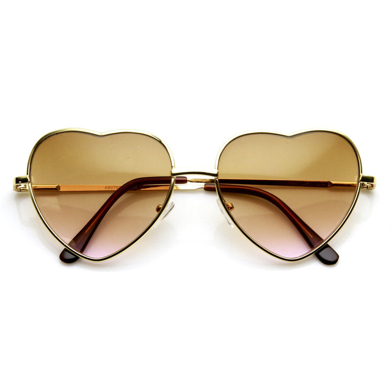 zeroUV Cute Metal Heart Shape Rainbow Color Lens Sunglasses 9205 Sunglasses