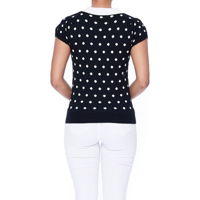 Puffed Cap Sleeve Polka Dot Jacquard Sweater