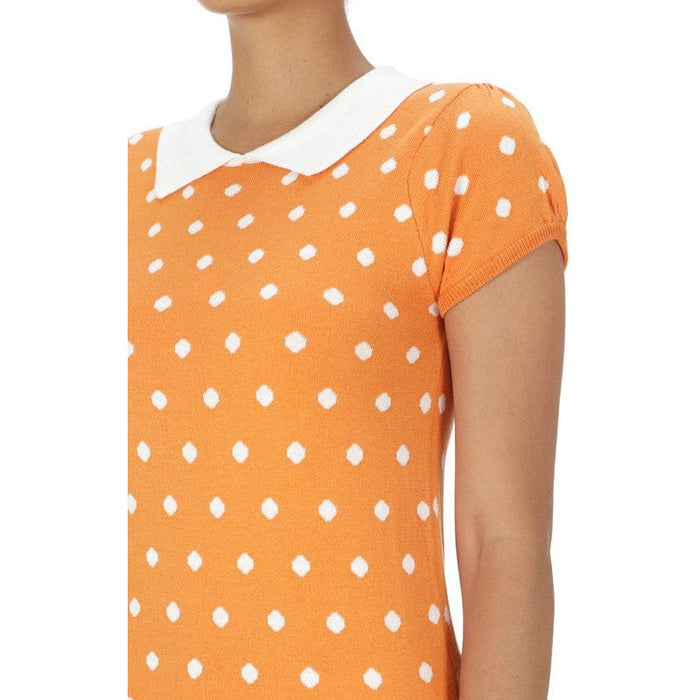 Puffed Cap Sleeve Polka Dot Jacquard Sweater