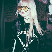 zeroUV Retro 1980's Fashion Plastic Aviator Yellow Driving Lens Sunglasses Sunglasses