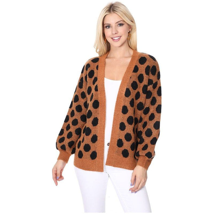 Polka Dot Jacquard Sweater Shrug Cardigan