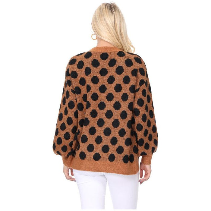 Polka Dot Jacquard Sweater Shrug Cardigan