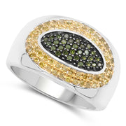 Bids.com 0.38 Carat Genuine Green Diamond and Yellow Diamond .925 Sterling Silver Ring Rings