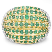 Bids.com 2.16 Carat Genuine Zambian Emerald and White Topaz .925 Sterling Silver Ring Rings