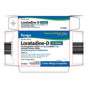 Perrigo Perrigo Loratadine-D 12HR – Antihistamine & Nasal Decongestant (20 Extended-Release Tablets) Medicine Cabinets