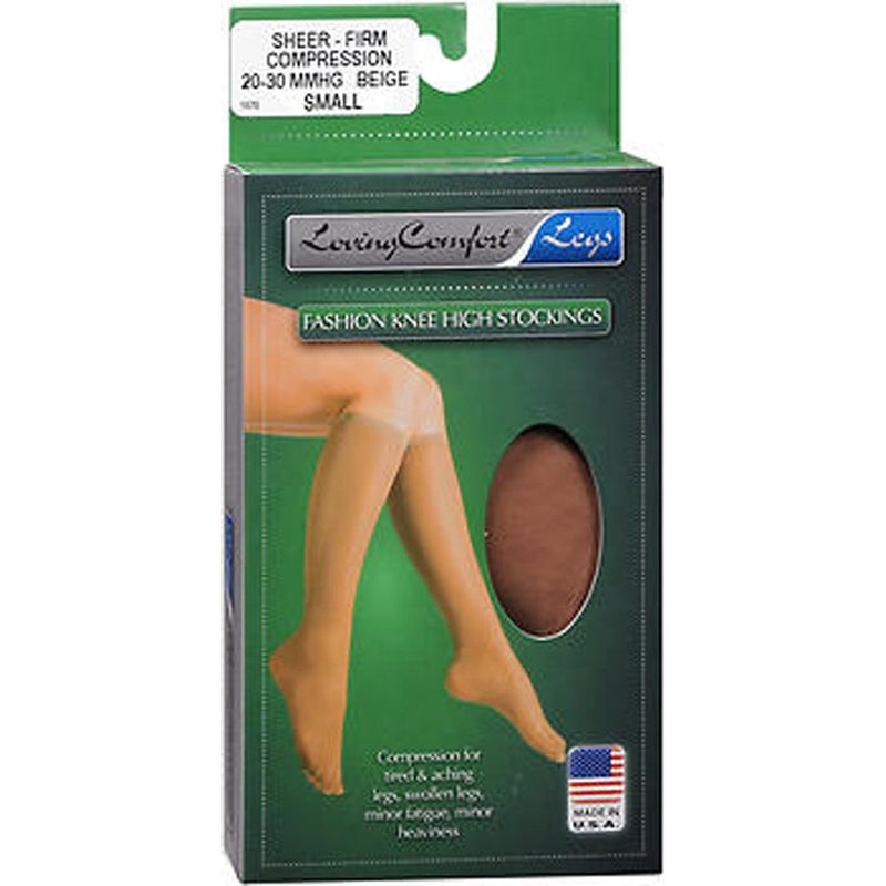 Loving Comfort Loving Comfort Legs Fashion Knee High Stockings Firm Compression Beige Small Medicine & Drugs Dark Slate Gray