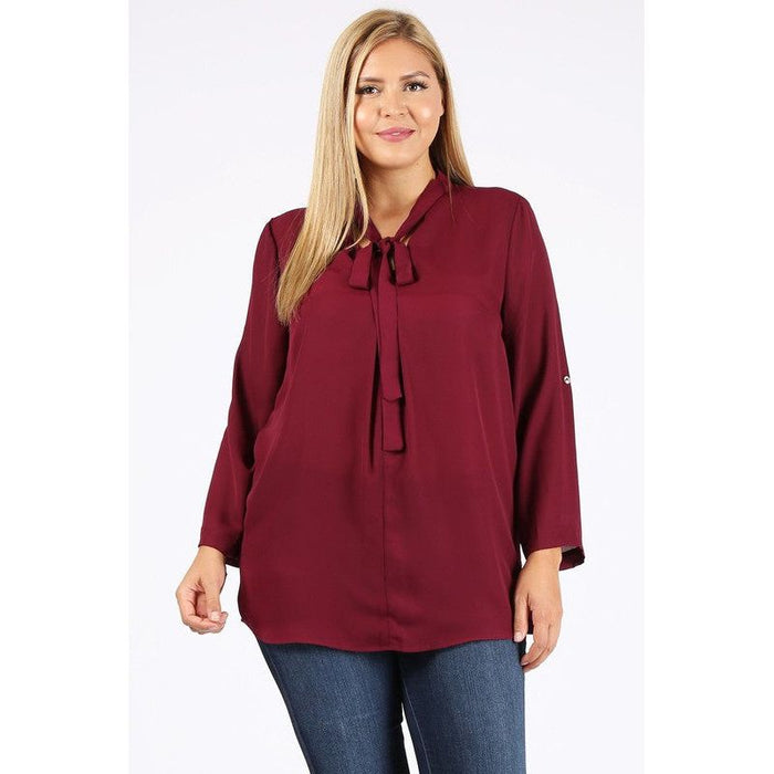 Plus Size Tie V-Neck Top