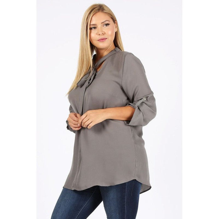 Plus Size Tie V-Neck Top