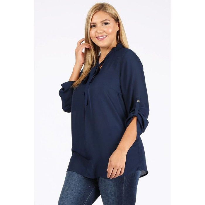 Plus Size Tie V-Neck Top