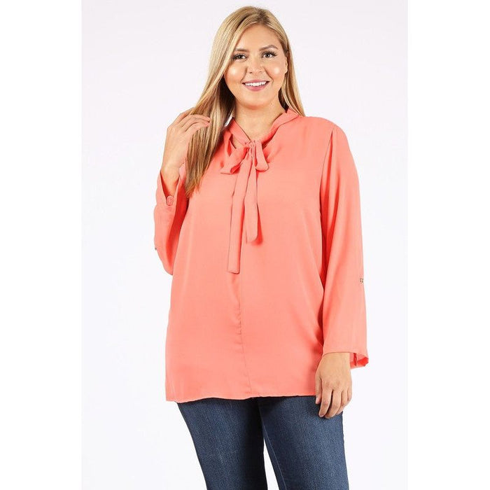 Plus Size Tie V-Neck Top