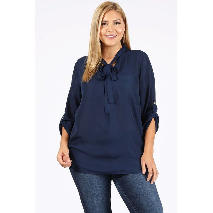 Plus Size Tie V-Neck Top