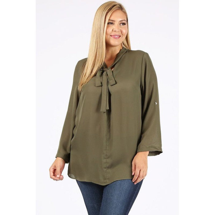 Plus Size Tie V-Neck Top